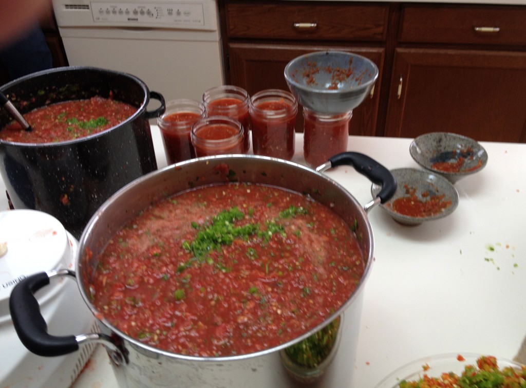 Ladling sause into jars